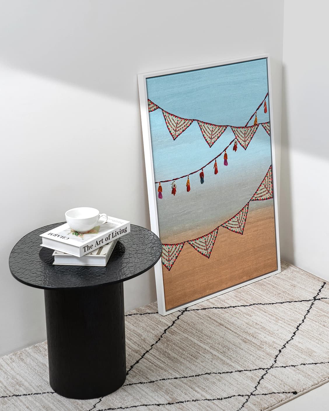 Fiesta canvas in multicolour and blue, shown in a lifestyle top view as image 3
