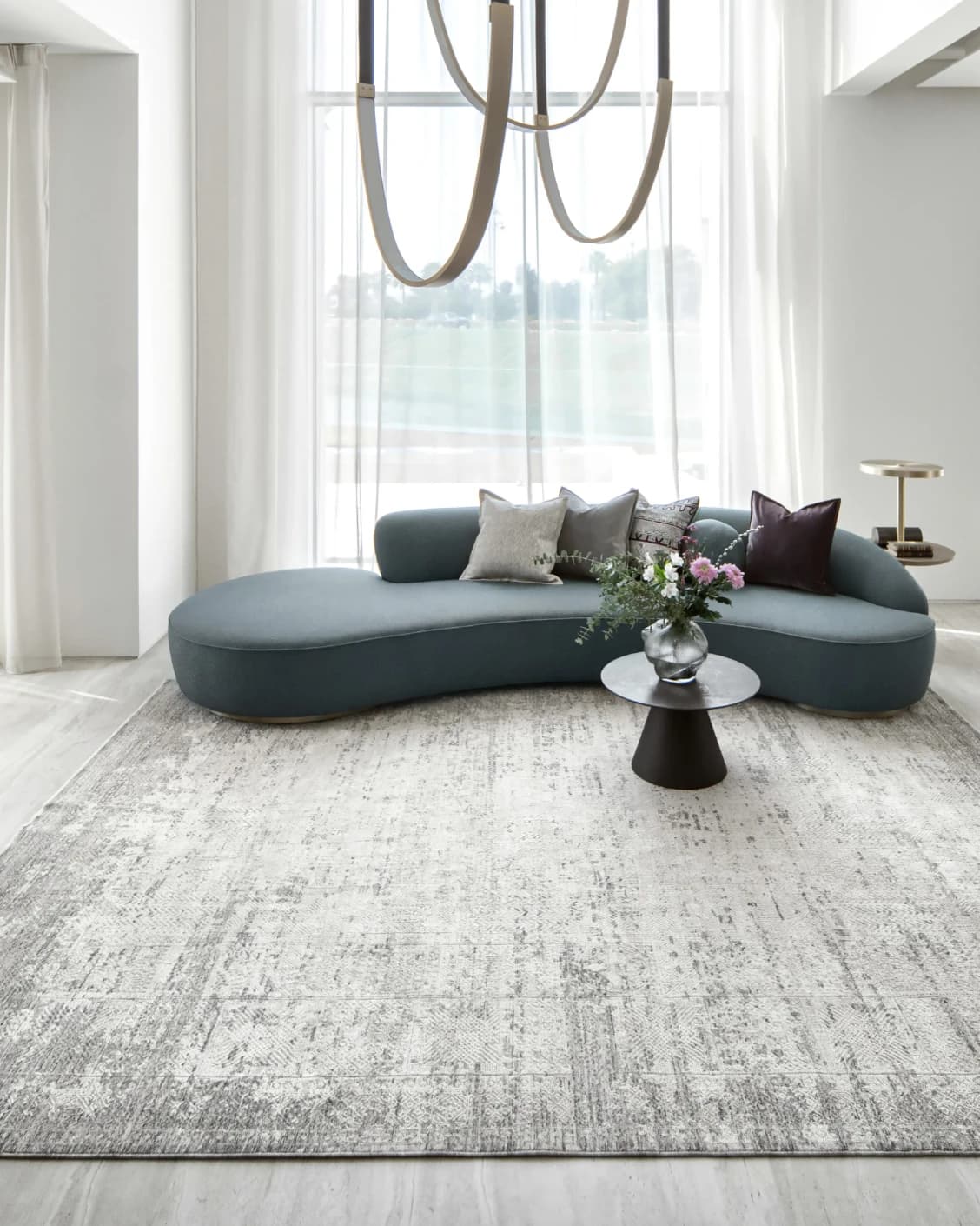 Finley Dune carpet in grey, shown in a lifestyle front view as image 4