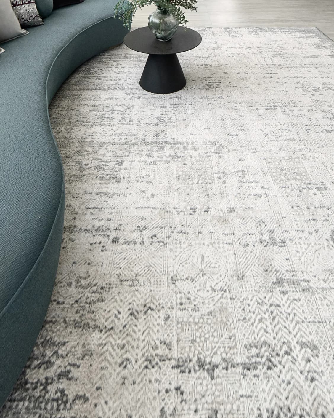 Finley Dune carpet in grey, shown in a lifestyle front view as image 5