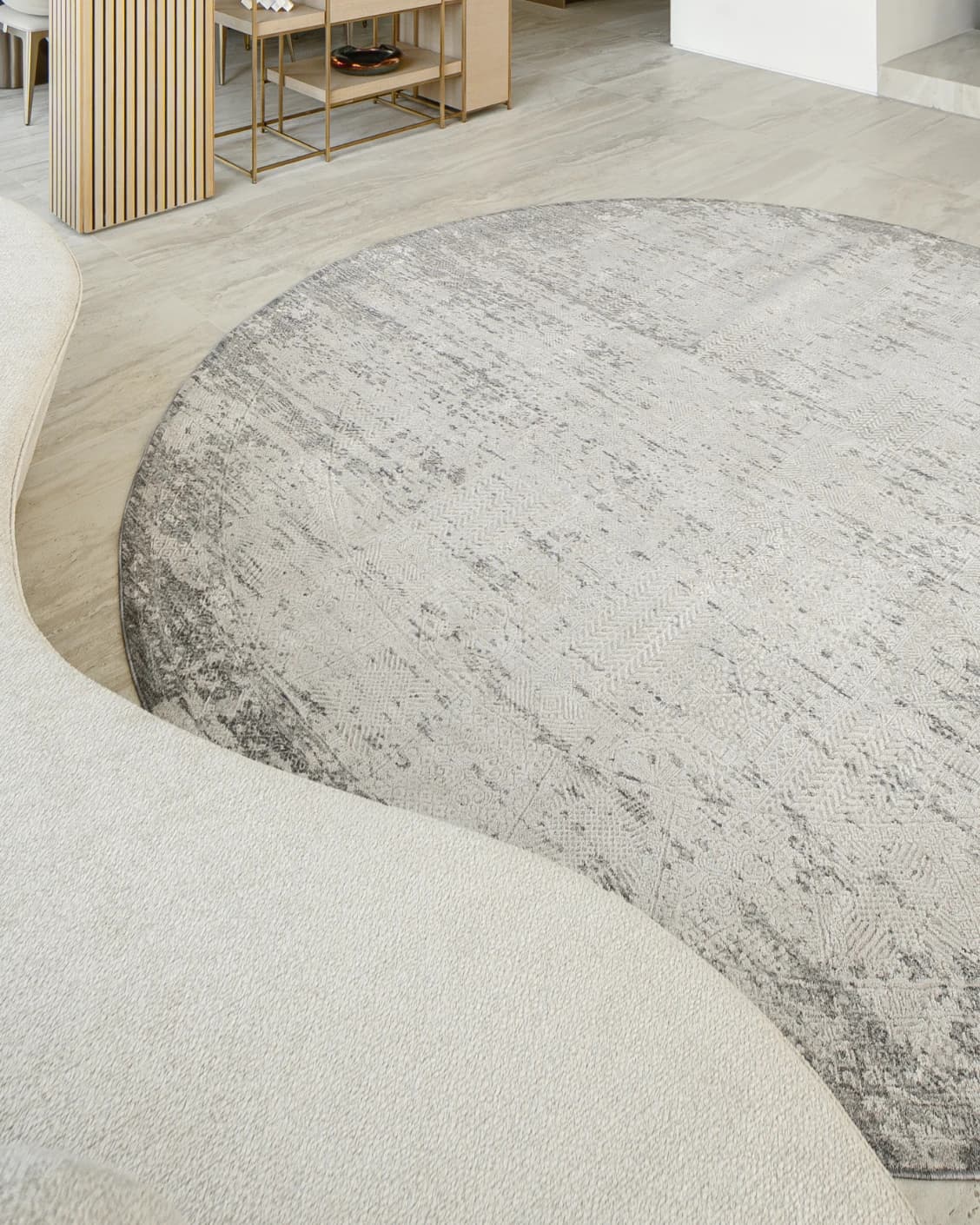 Finley Dune carpet in grey, shown in a lifestyle left view as image 7