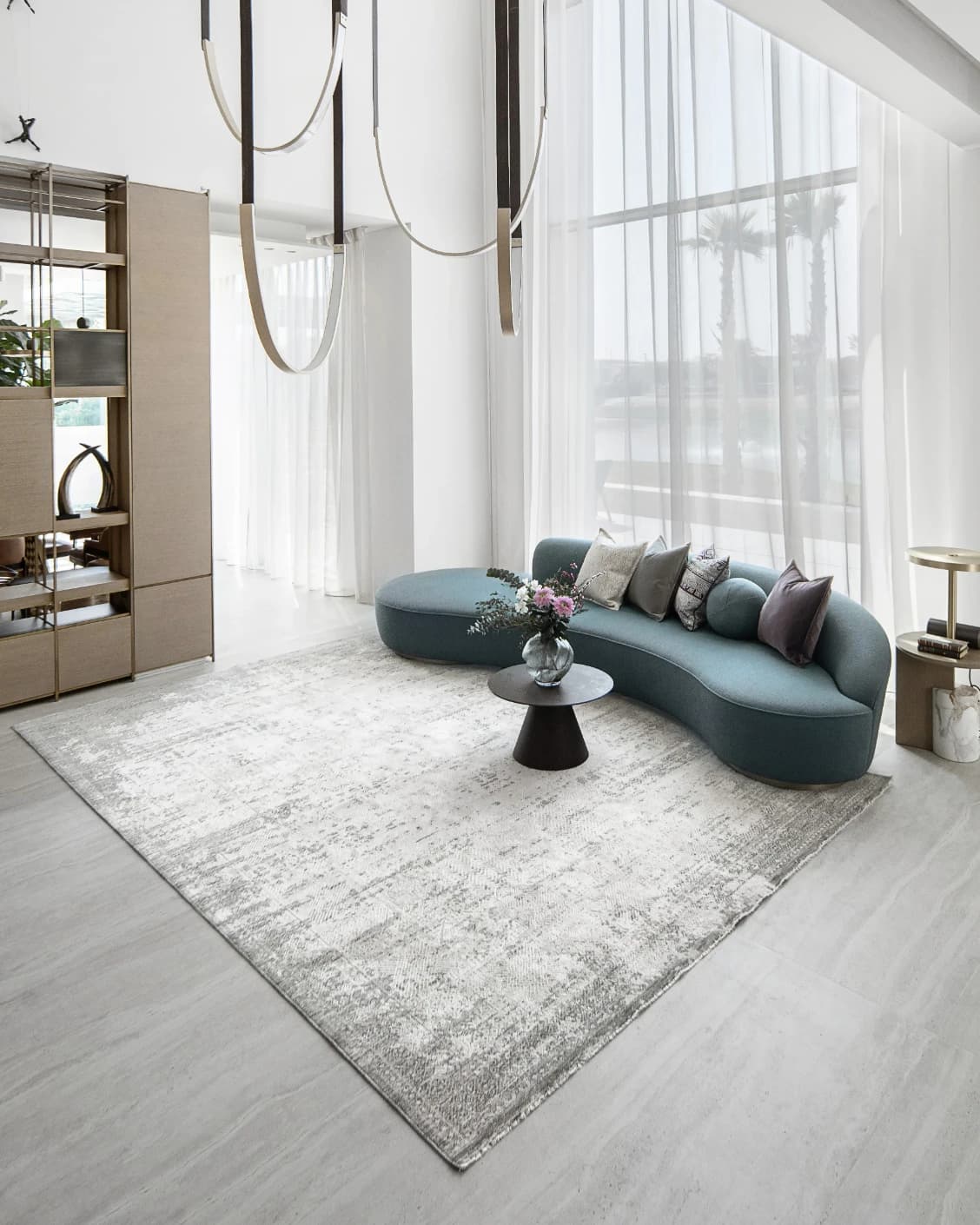Finley Dune carpet in grey, shown in a lifestyle right view as image 8