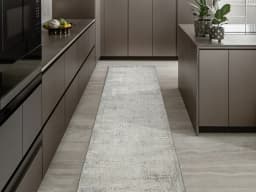 Finley Dune Runners carpet in grey, shown in a lifestyle front view