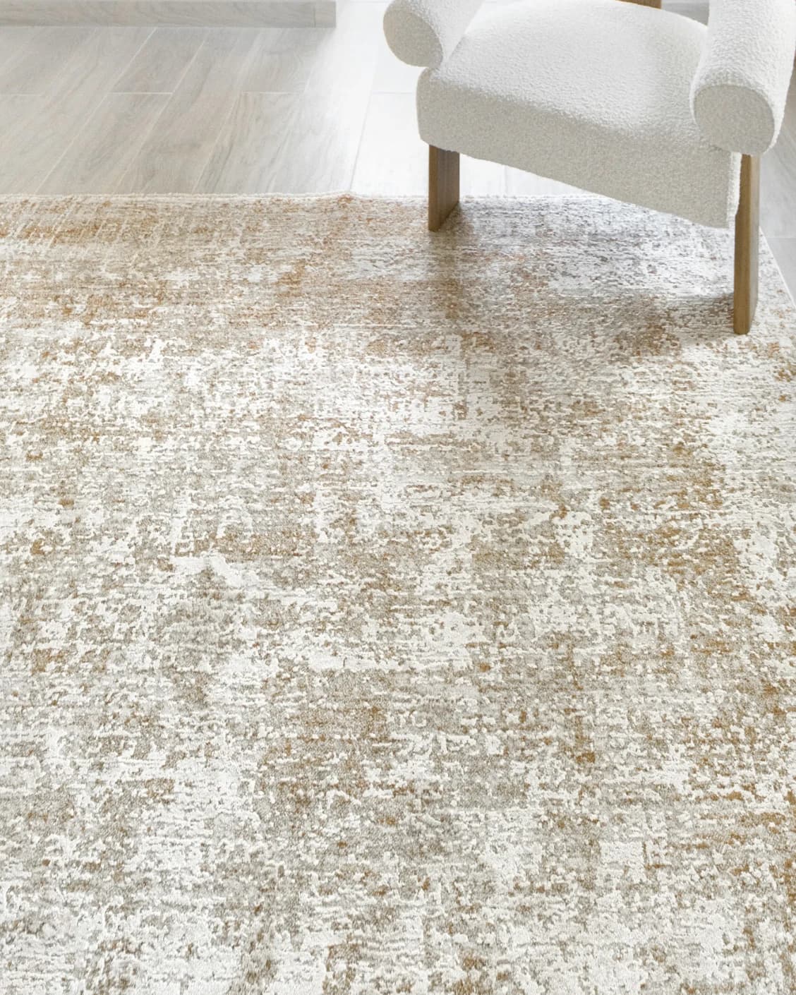 Finley Rust carpet in beige, shown in a lifestyle close-up as image 4