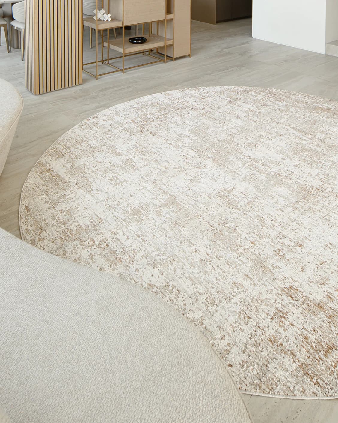Finley Rust carpet in beige, shown in a lifestyle close-up as image 5