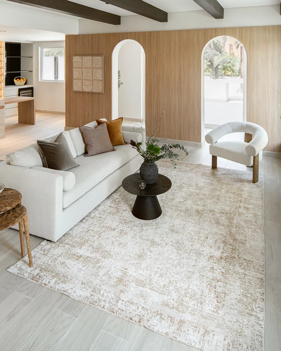Finley Rust carpet in beige, shown in a lifestyle front view as image 6