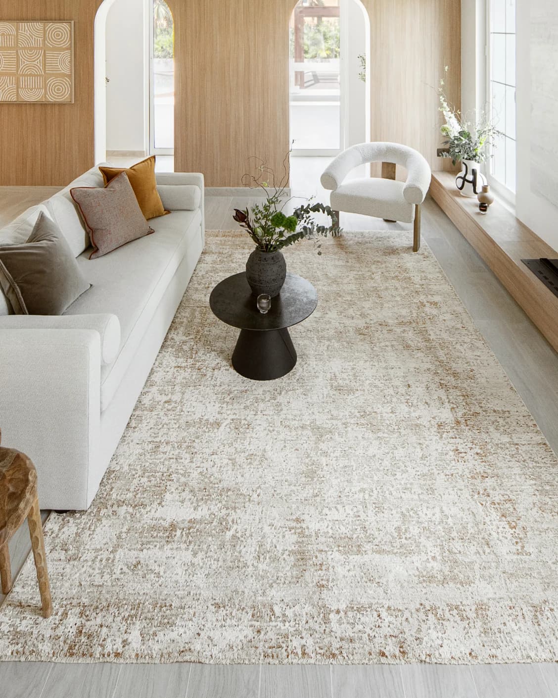 Finley Rust carpet in beige, shown in a lifestyle front view as image 7
