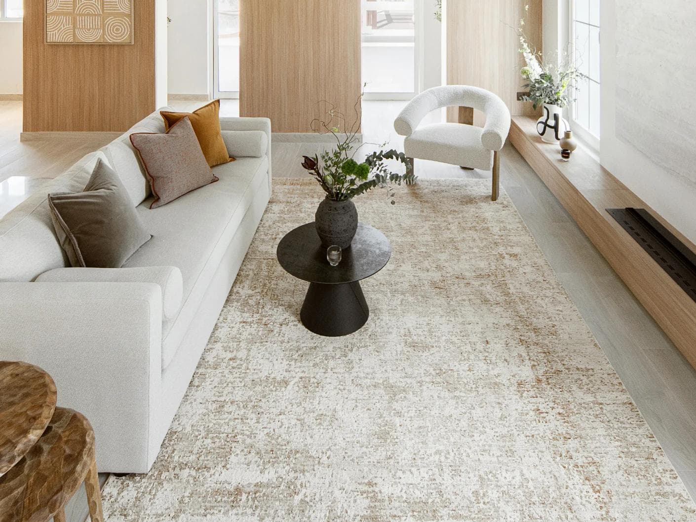 Finley Rust carpet in beige, shown in a lifestyle front view as image 7