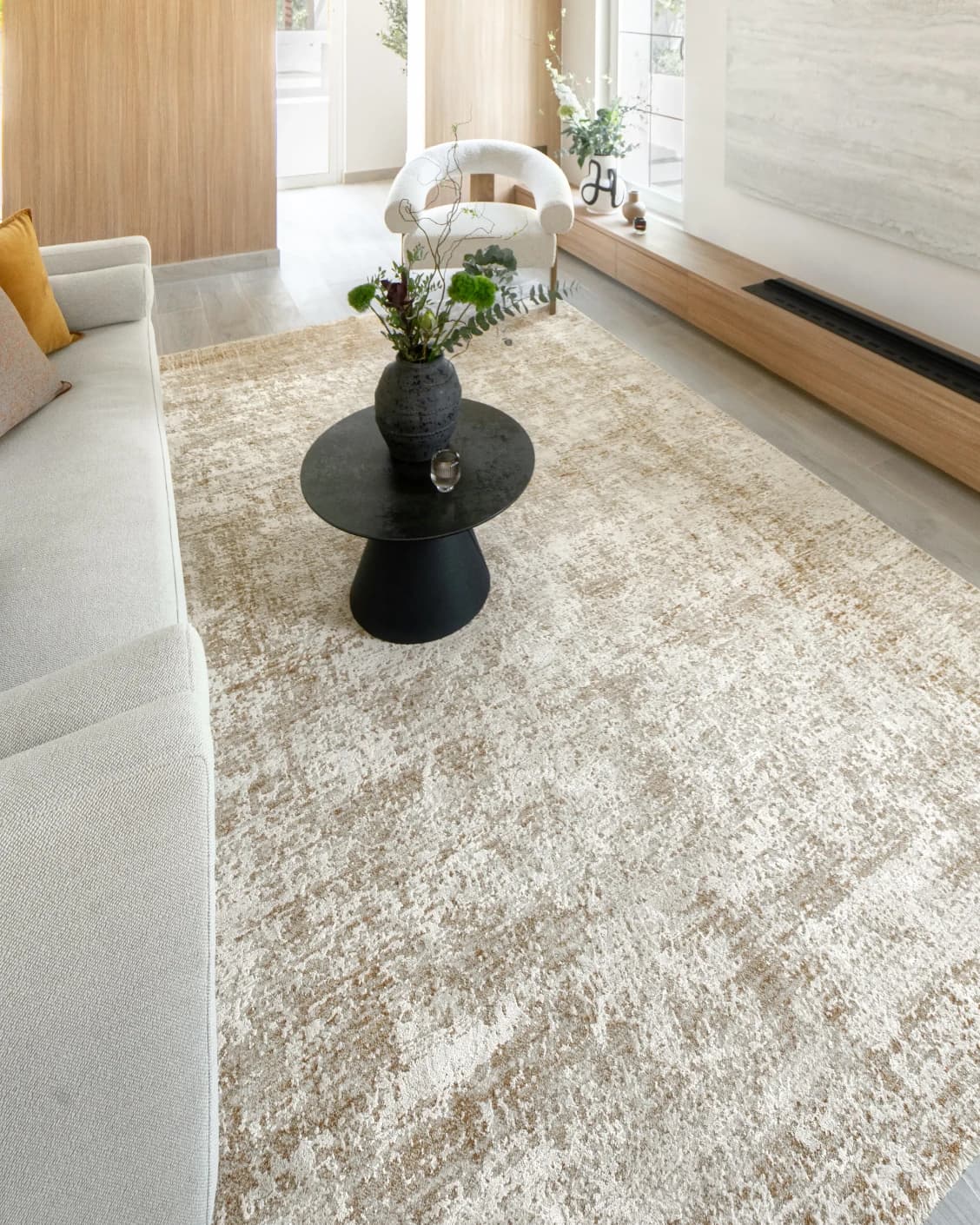 Finley Rust carpet in beige, shown in a lifestyle left view as image 9