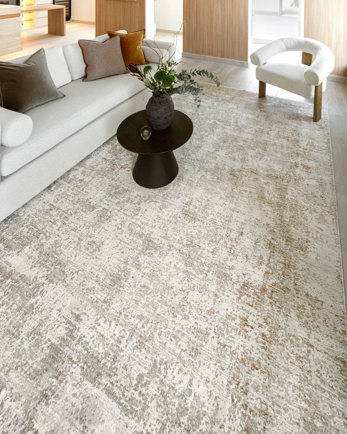 Finley Rust carpet in beige, shown in a lifestyle right view as image 10