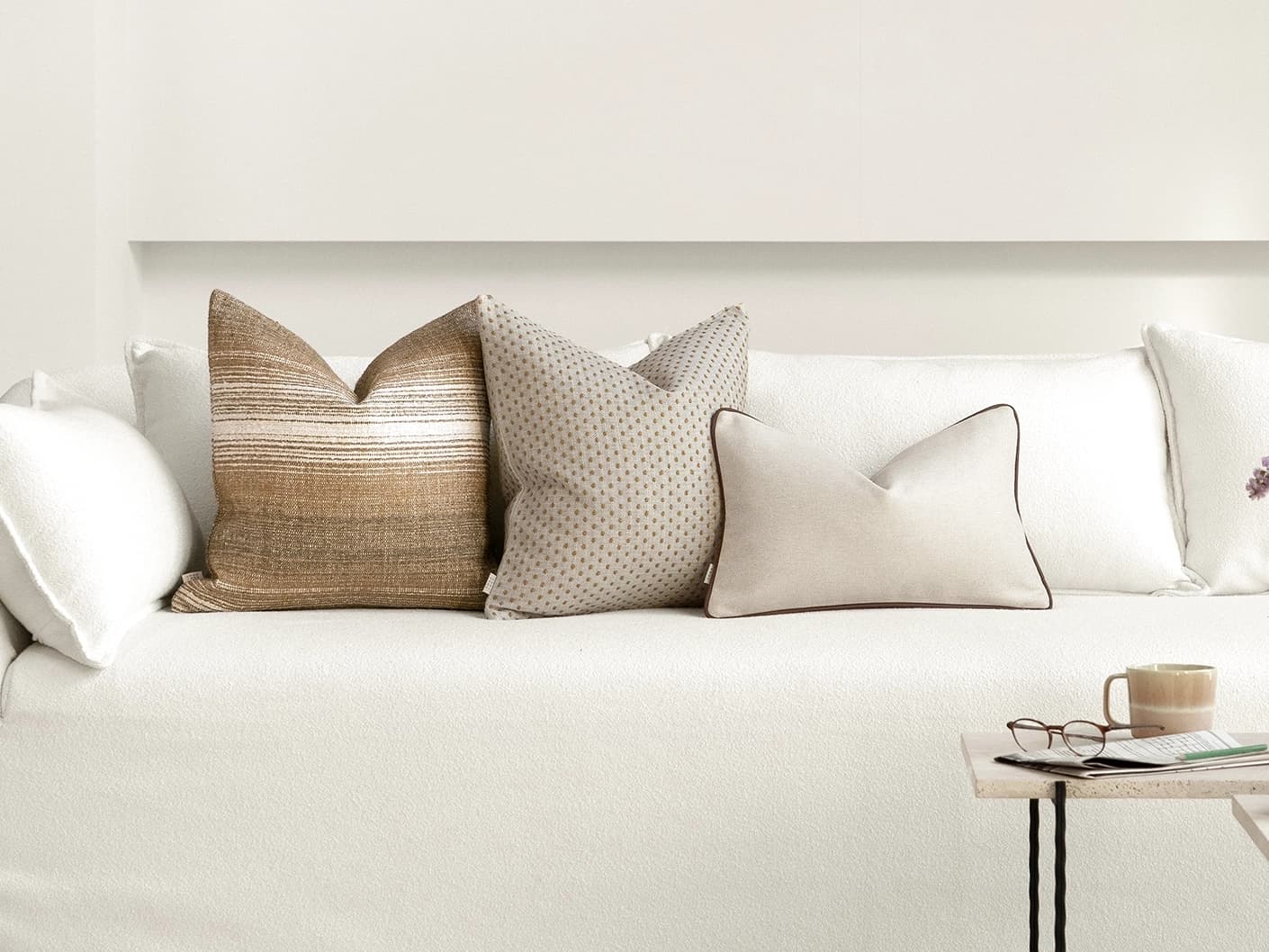 Finn Bundle bundle cushions, shown in a lifestyle front view