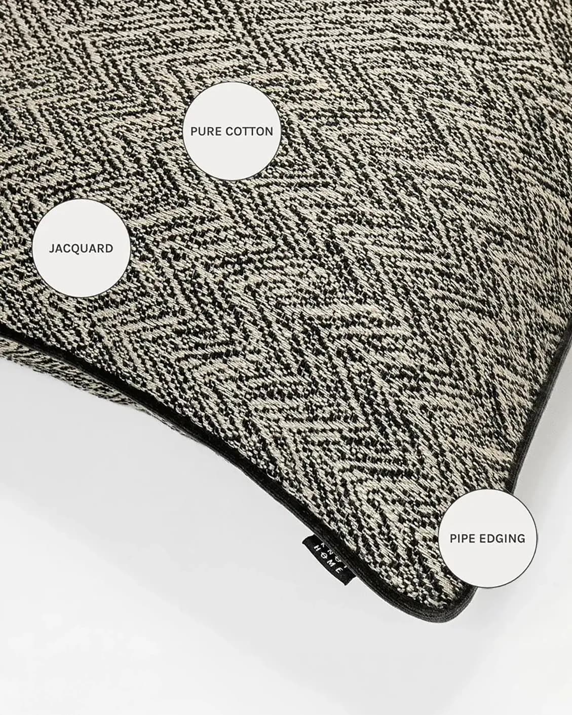 Fleur Steele cushions in black and white, shown in a product close-up as image 9