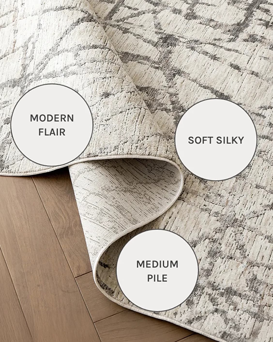 Freida Ashley carpets in grey and beige, shown in a close-up as image 14