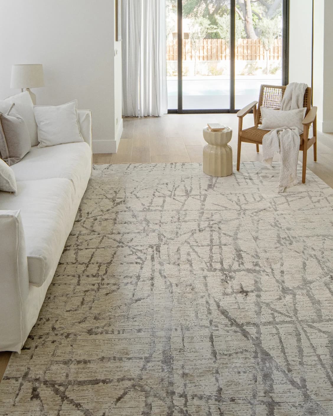 Freida Ashley carpet in grey and beige, shown in a lifestyle front view as image 5