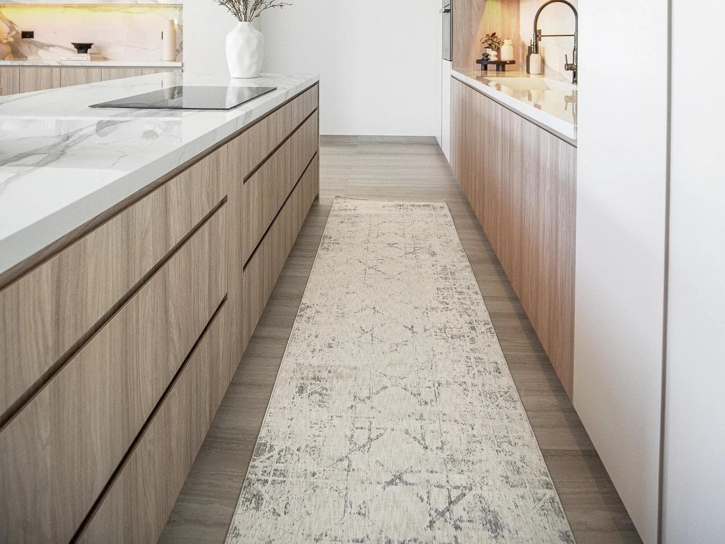 Freida Ashton Runners carpet in grey and beige, shown in a lifestyle front view as image 2