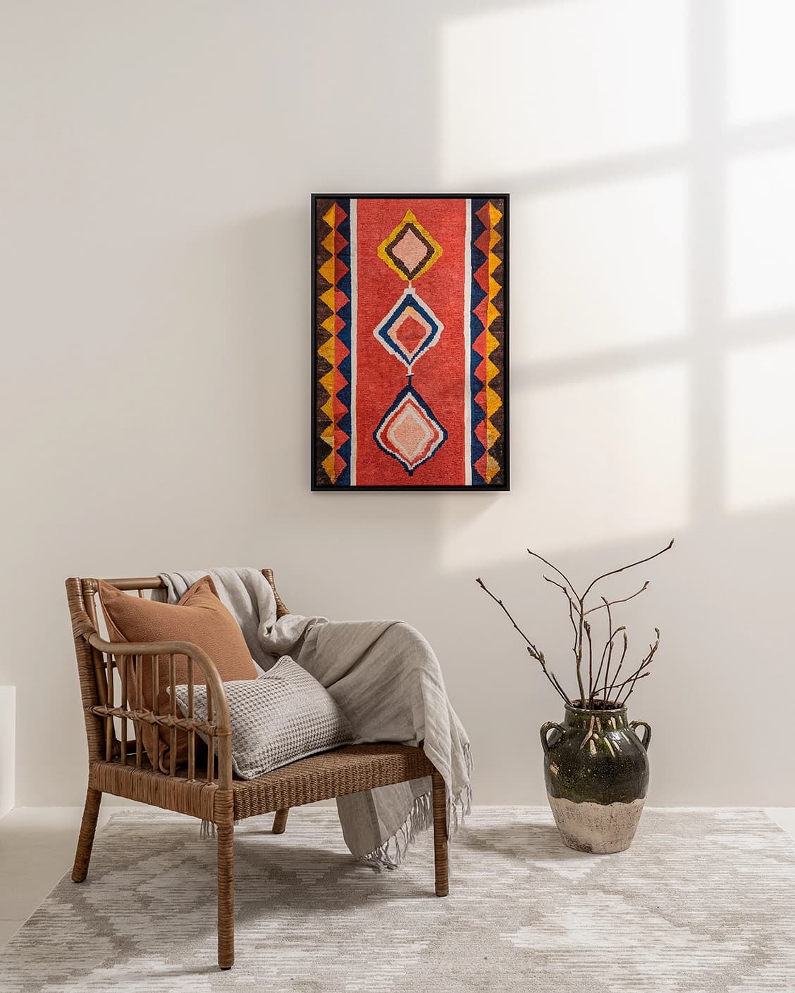 Gabbeh canvas in red, shown in a lifestyle front view as image 2