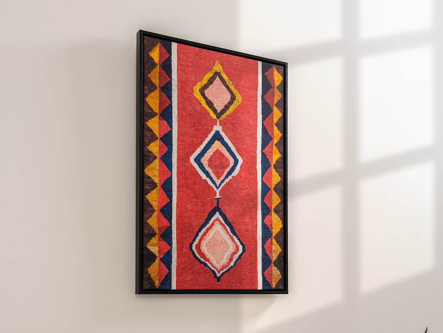 Gabbeh canvas in red, shown in a lifestyle left view as image 3