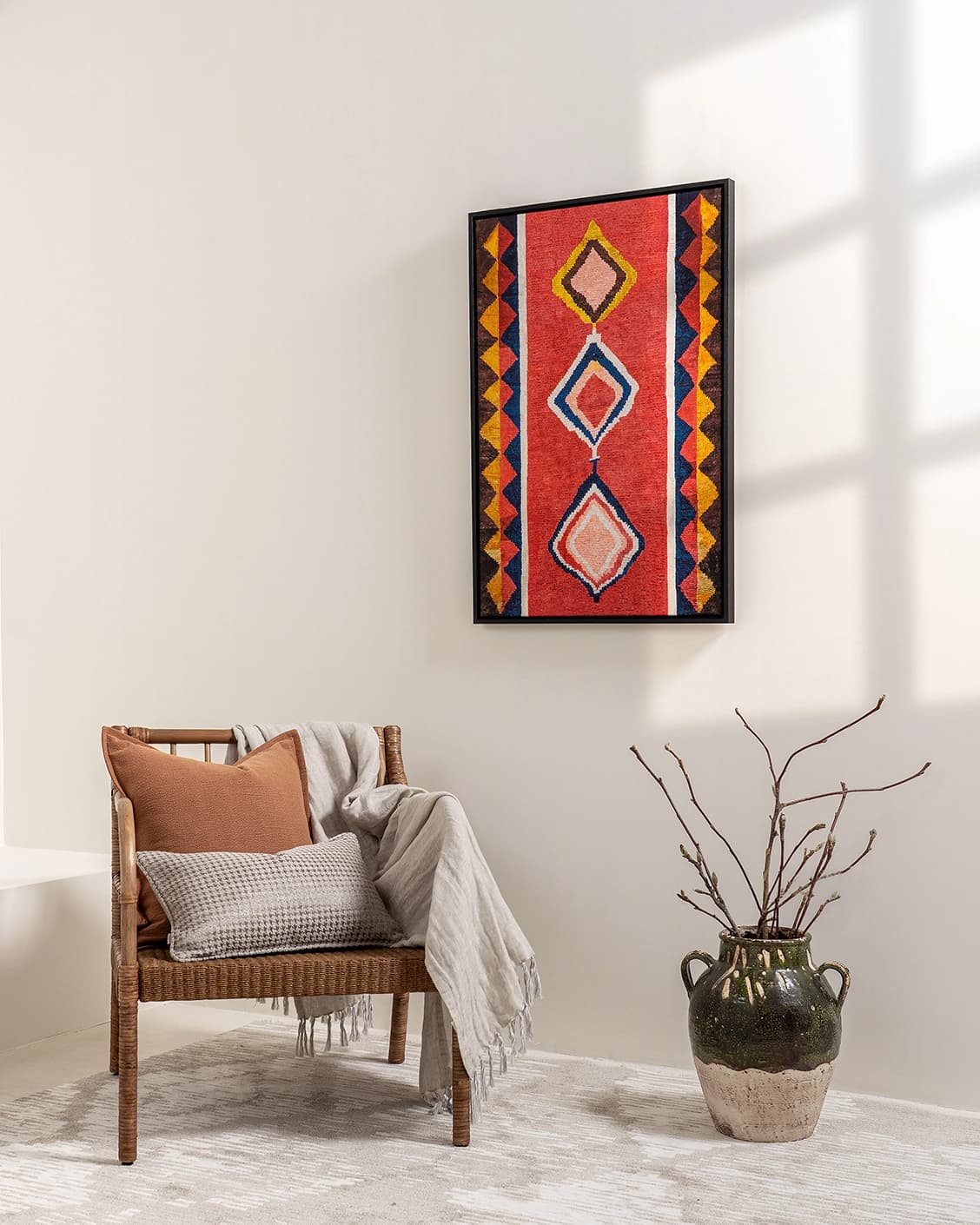 Gabbeh canvas in red, shown in a lifestyle right view as image 4