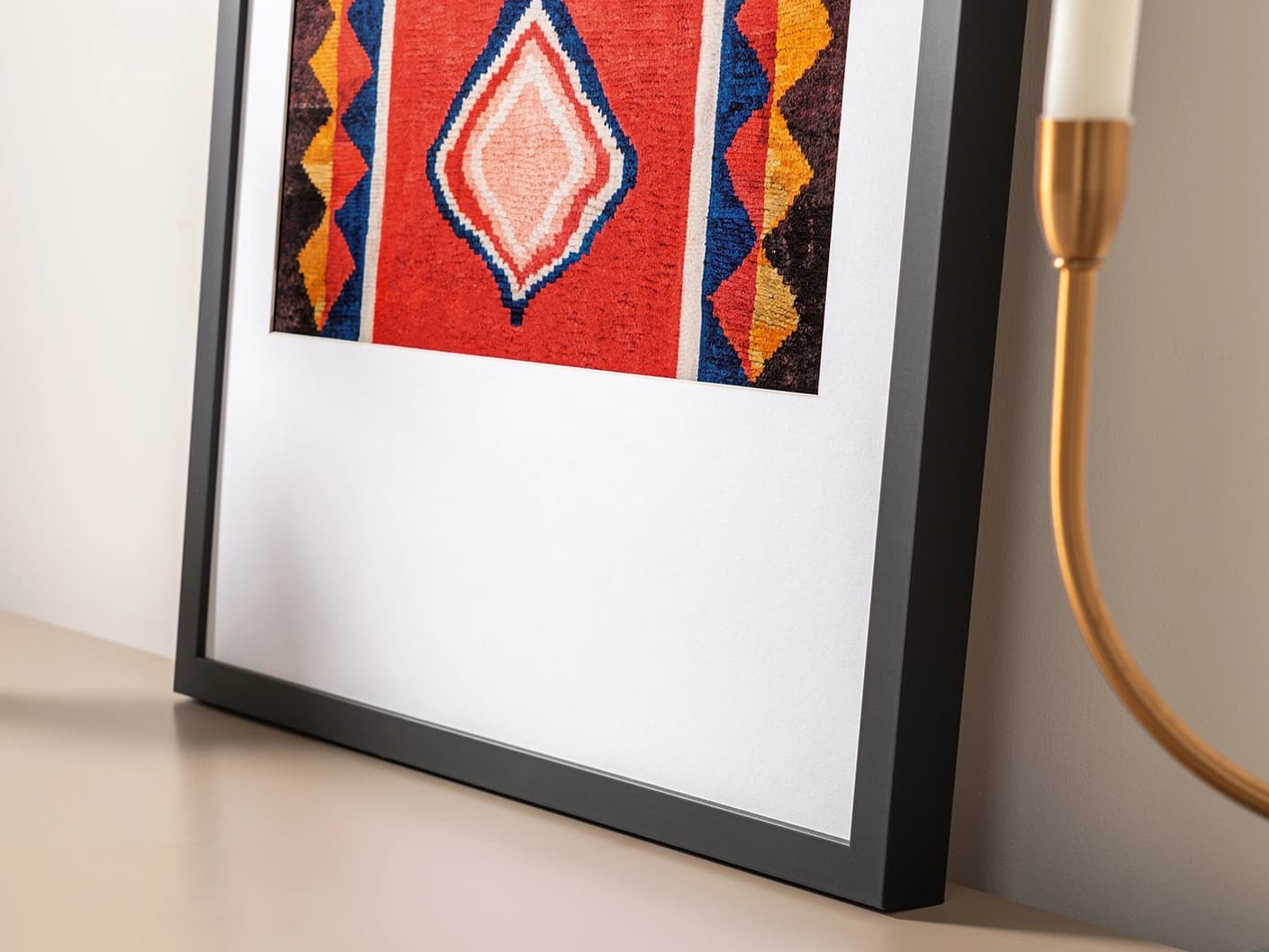 Gabbeh fine art print in red, shown in a lifestyle close-up view as image 2