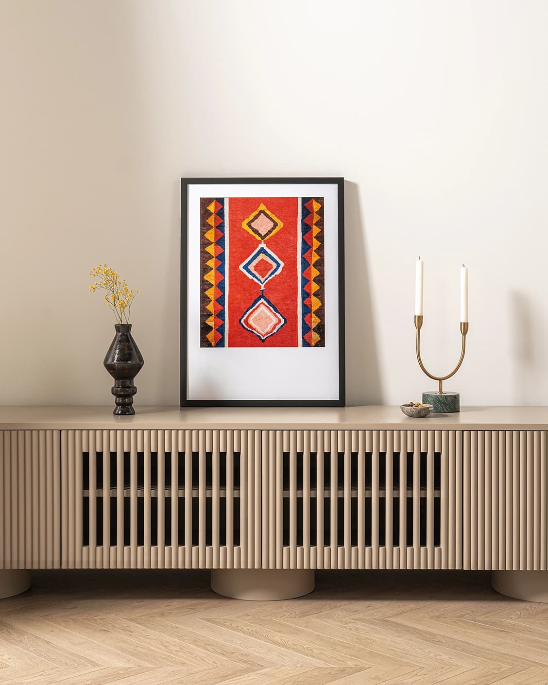 Gabbeh fine art print in red, shown in a lifestyle front view as image 2