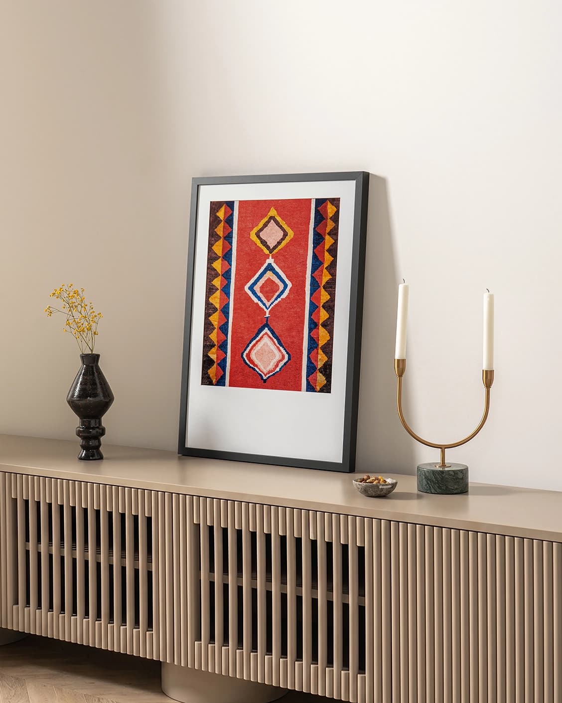 Gabbeh fine art print in red, shown in a lifestyle right view as image 4