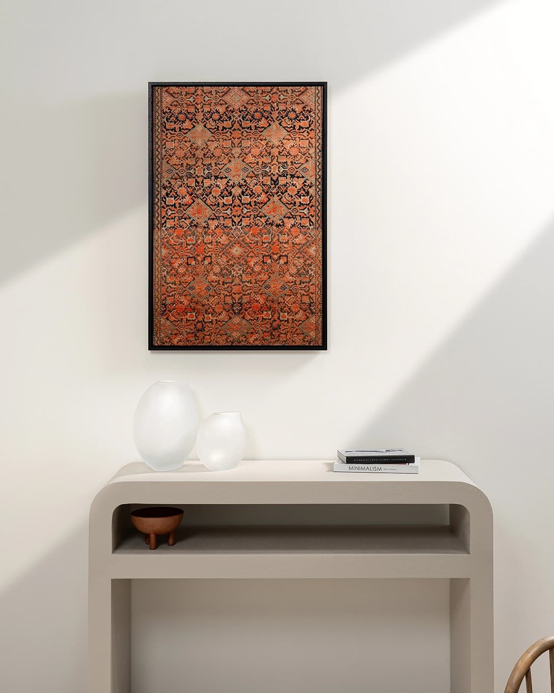 Geo Garden canvas in brown, shown in a lifestyle front view as image 3