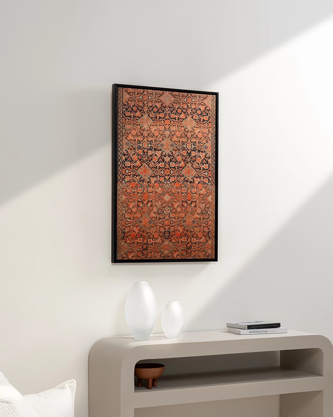 Geo Garden canvas in brown, shown in a lifestyle left view as image 2