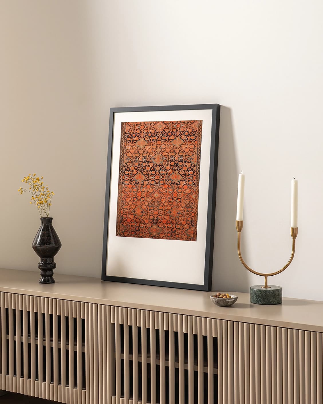 Geo Garden fine art print in brown, shown in a lifestyle right view as image 4
