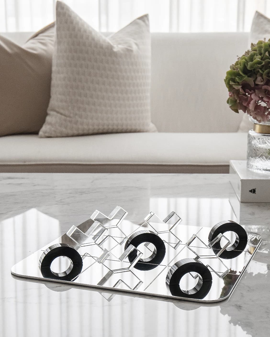 Glacia Malcolm Xo Gameboard statues and sculptures in black, shown in a lifestyle front view as image 2