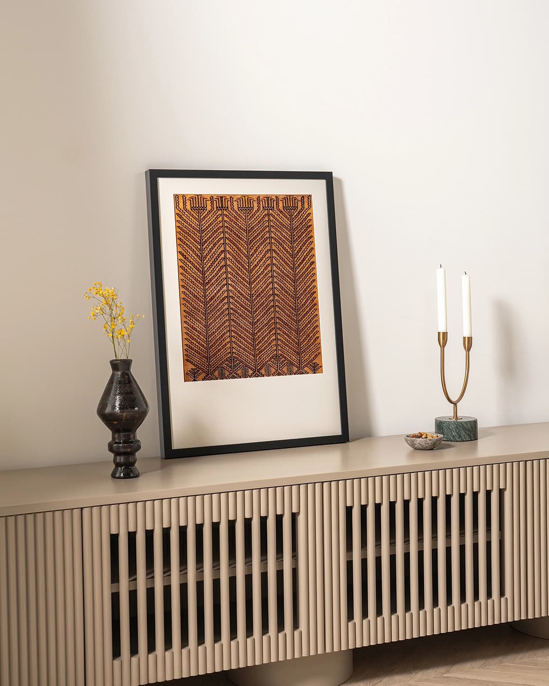 Grain & Grow fine art print in brown, shown in a lifestyle left view as image 4