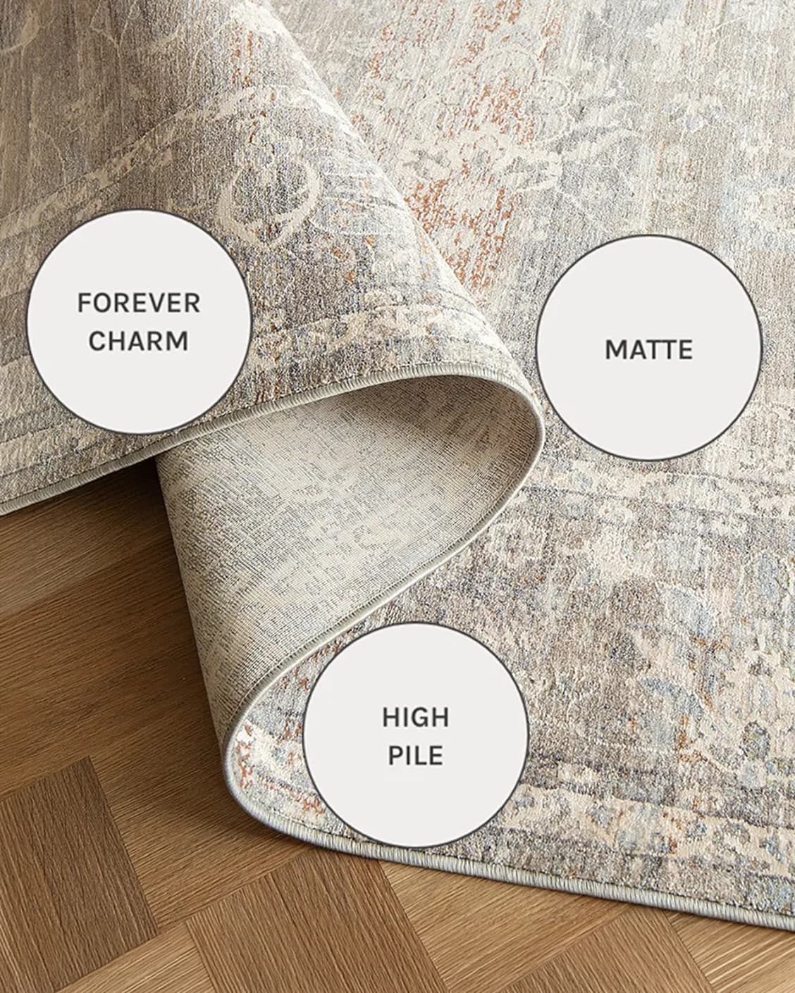 Hana Dune carpets in dune, beige and rust, shown in a close-up as image 18