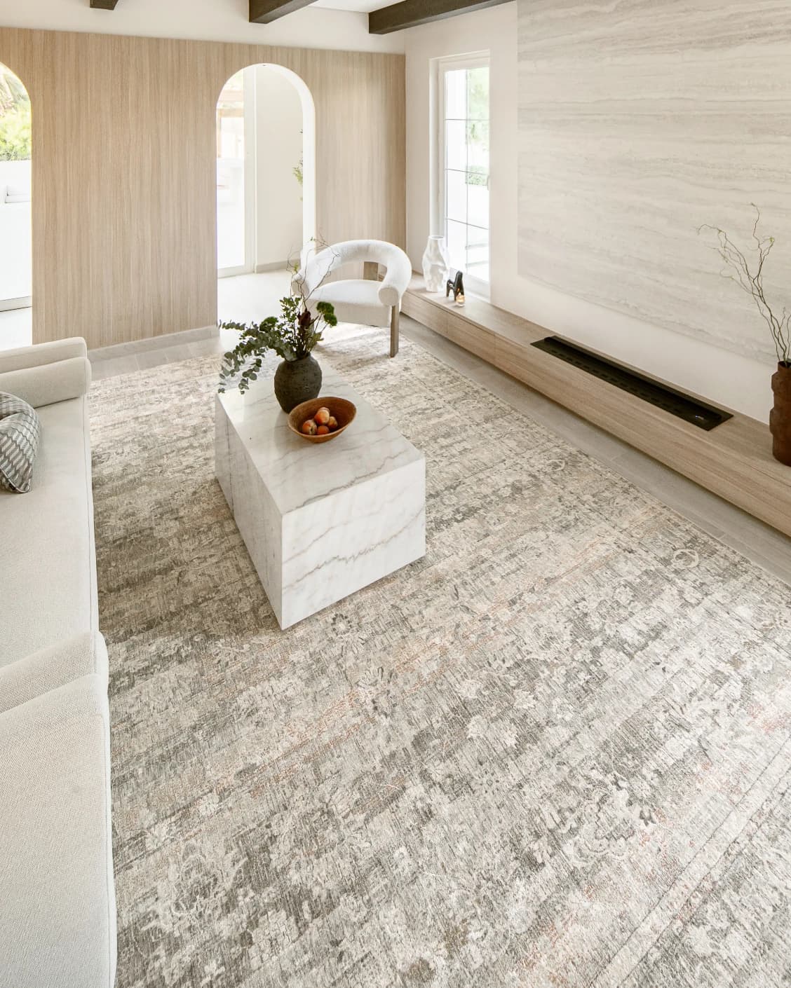 Hana Dune carpet in beige and rust, shown in a lifestyle left view as image 8