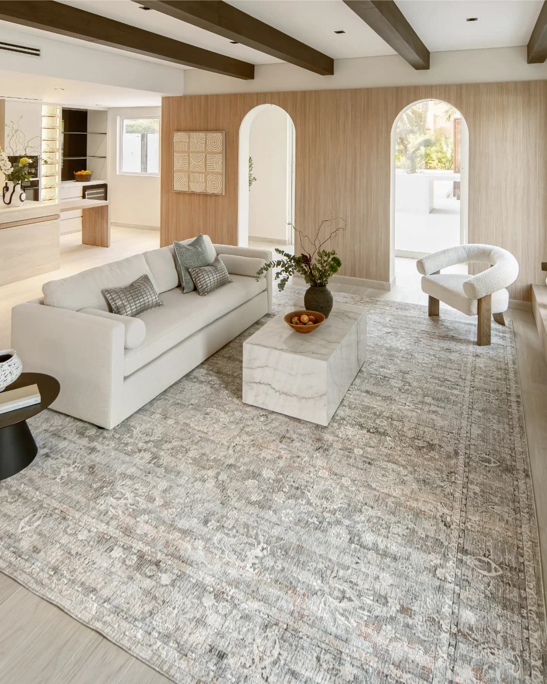 Hana Dune carpet in beige and rust, shown in a lifestyle right view as image 11