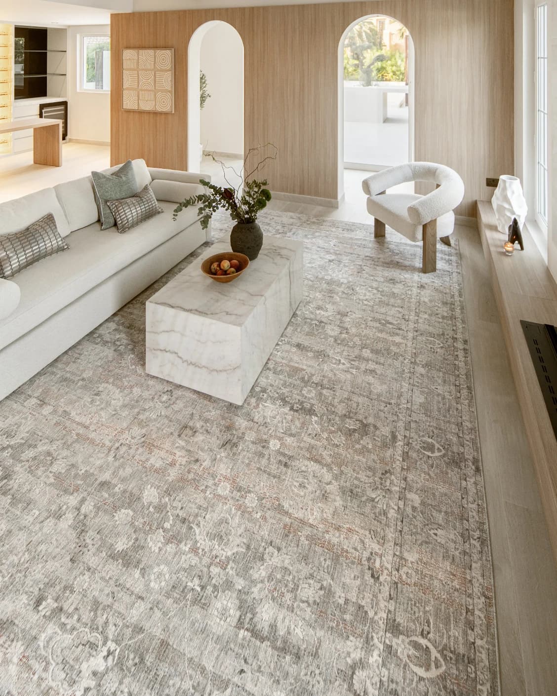 Hana Dune carpet in beige and rust, shown in a lifestyle right view as image 12