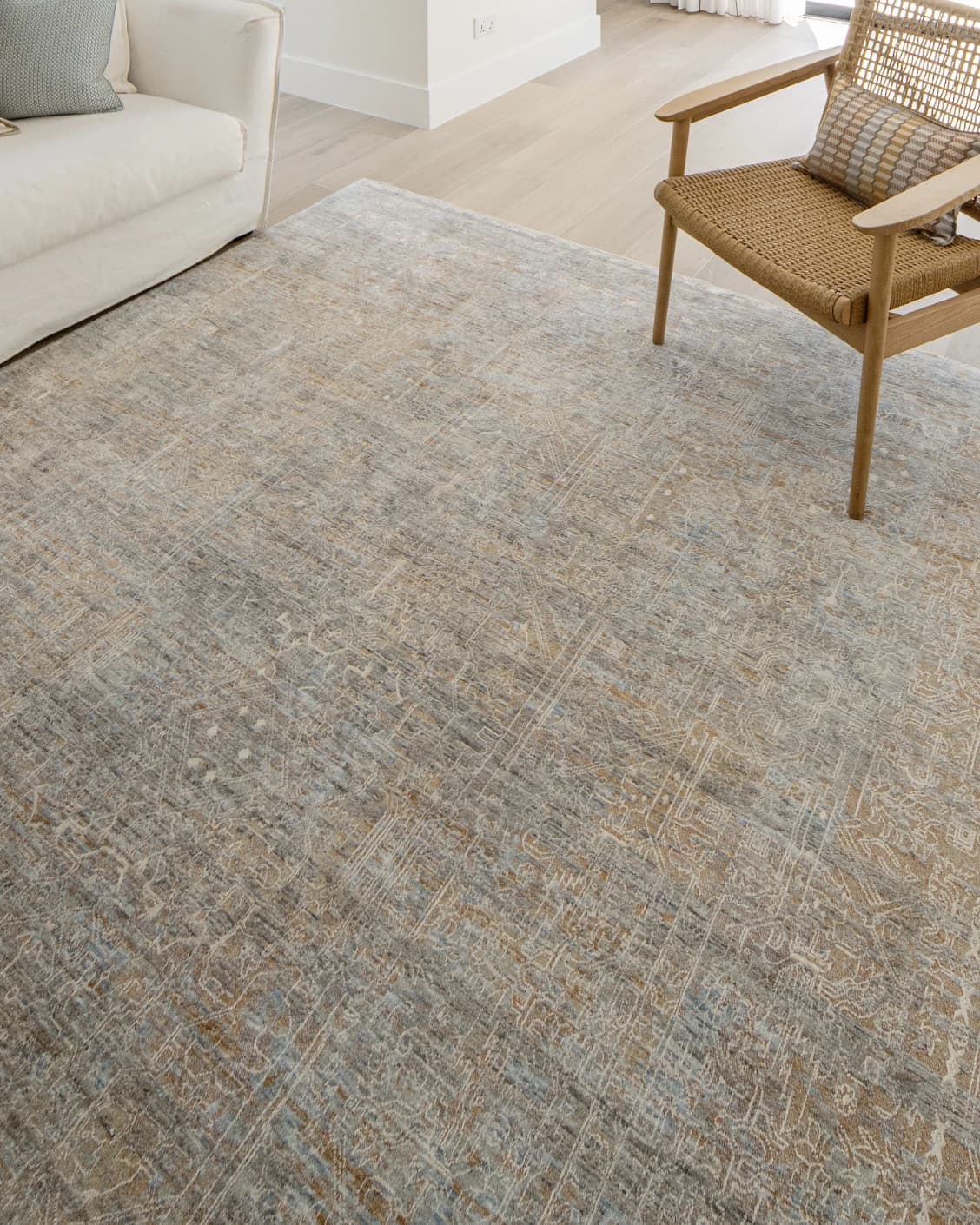 Hana Goldberg carpet in gold, shown in a lifestyle front view as image 6
