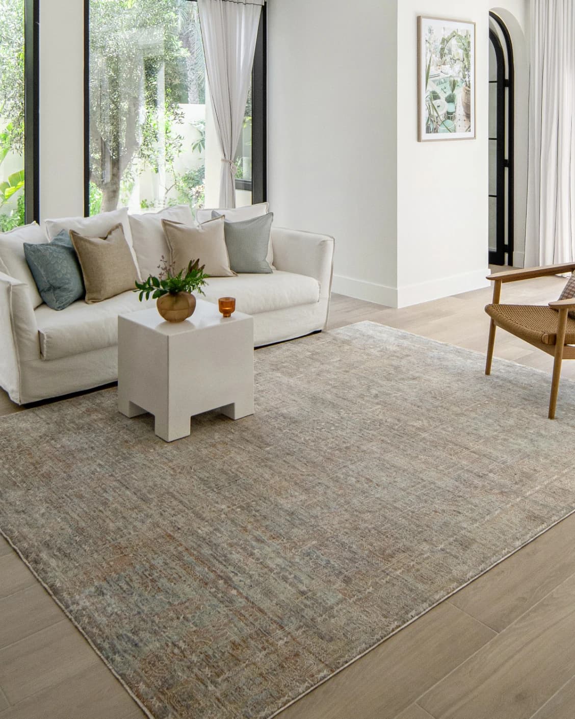 Hana Goldberg carpet in gold, shown in a lifestyle left view as image 8
