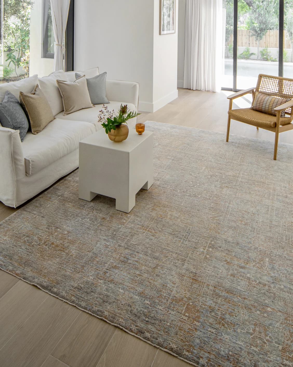 Hana Goldberg carpet in gold, shown in a lifestyle left view as image 9