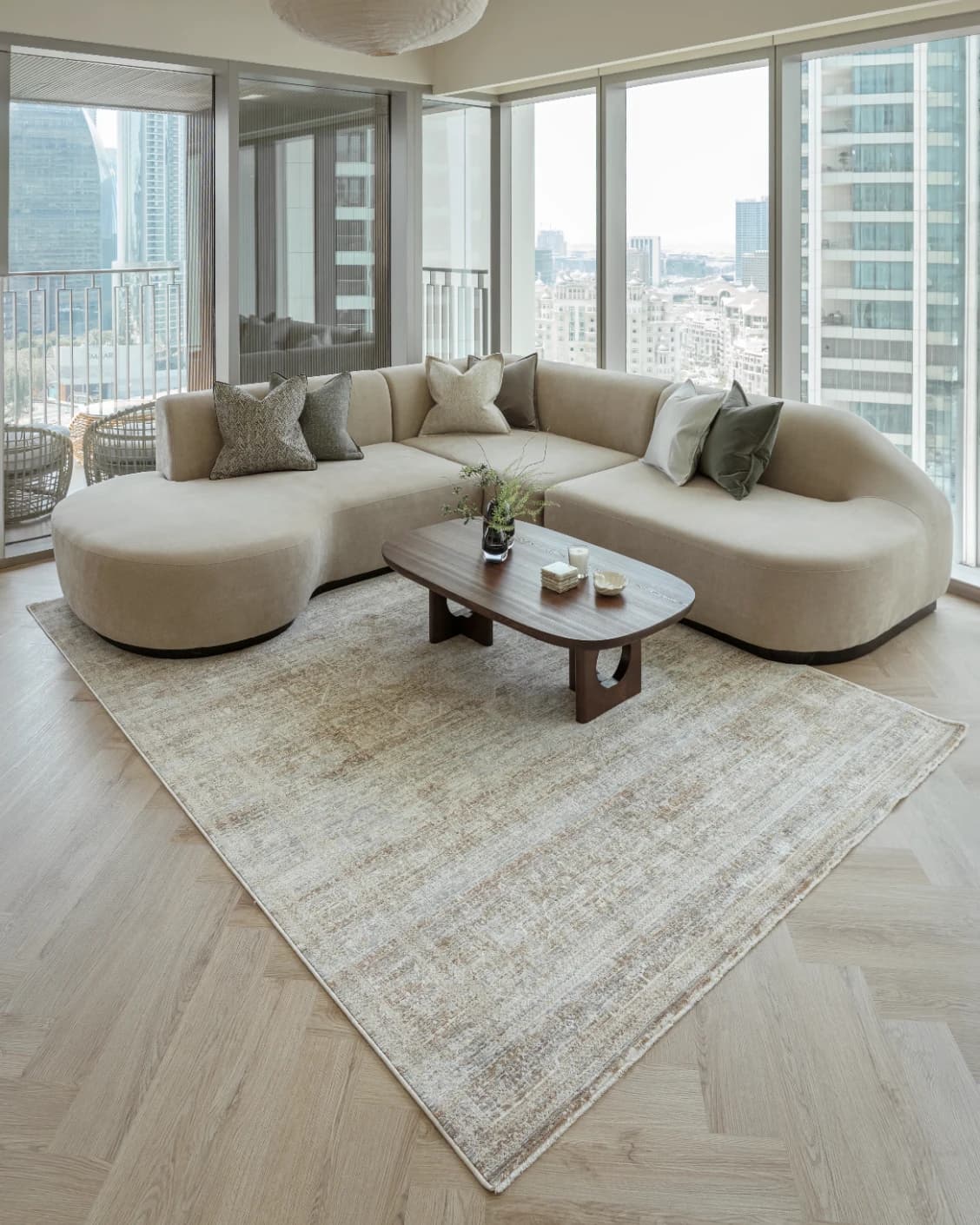 Hana Rust carpet, shown in a lifestyle front view as image 5