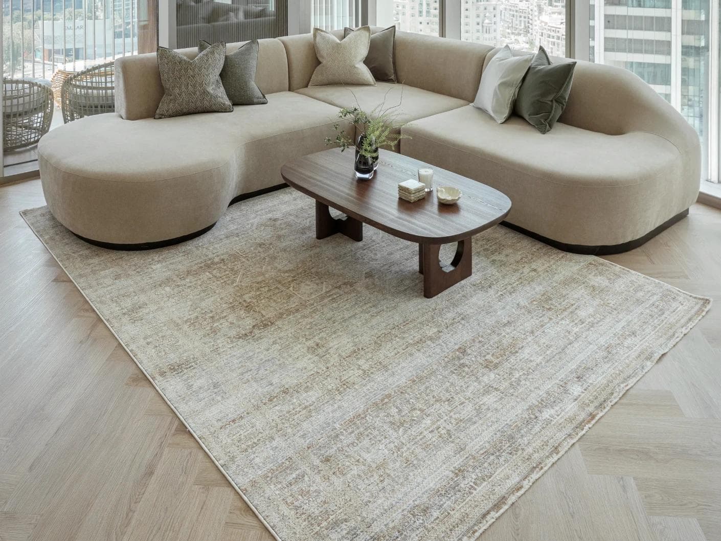 Hana Rust carpet, shown in a lifestyle front view as image 5