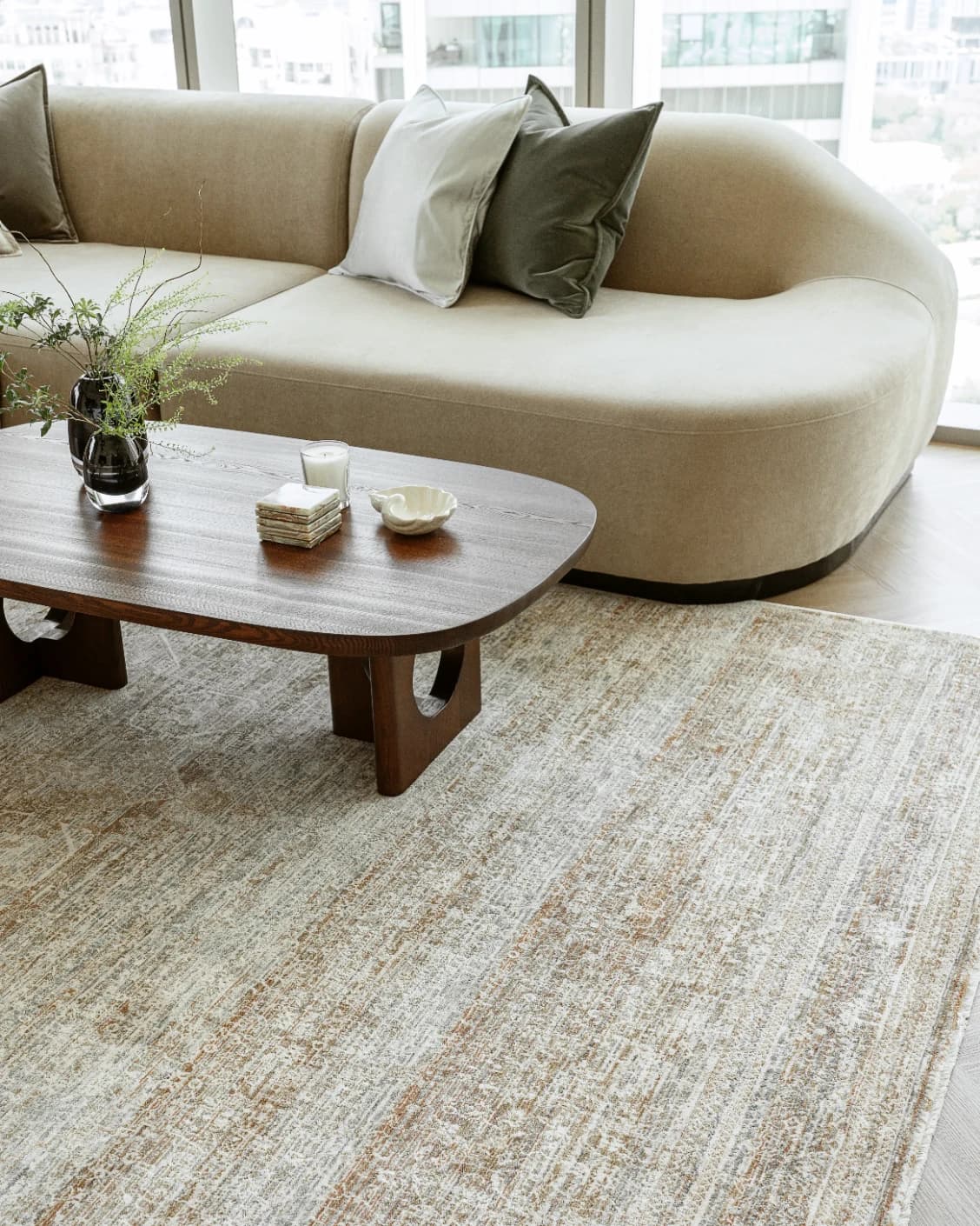 Hana Rust carpet, shown in a lifestyle right view as image 9