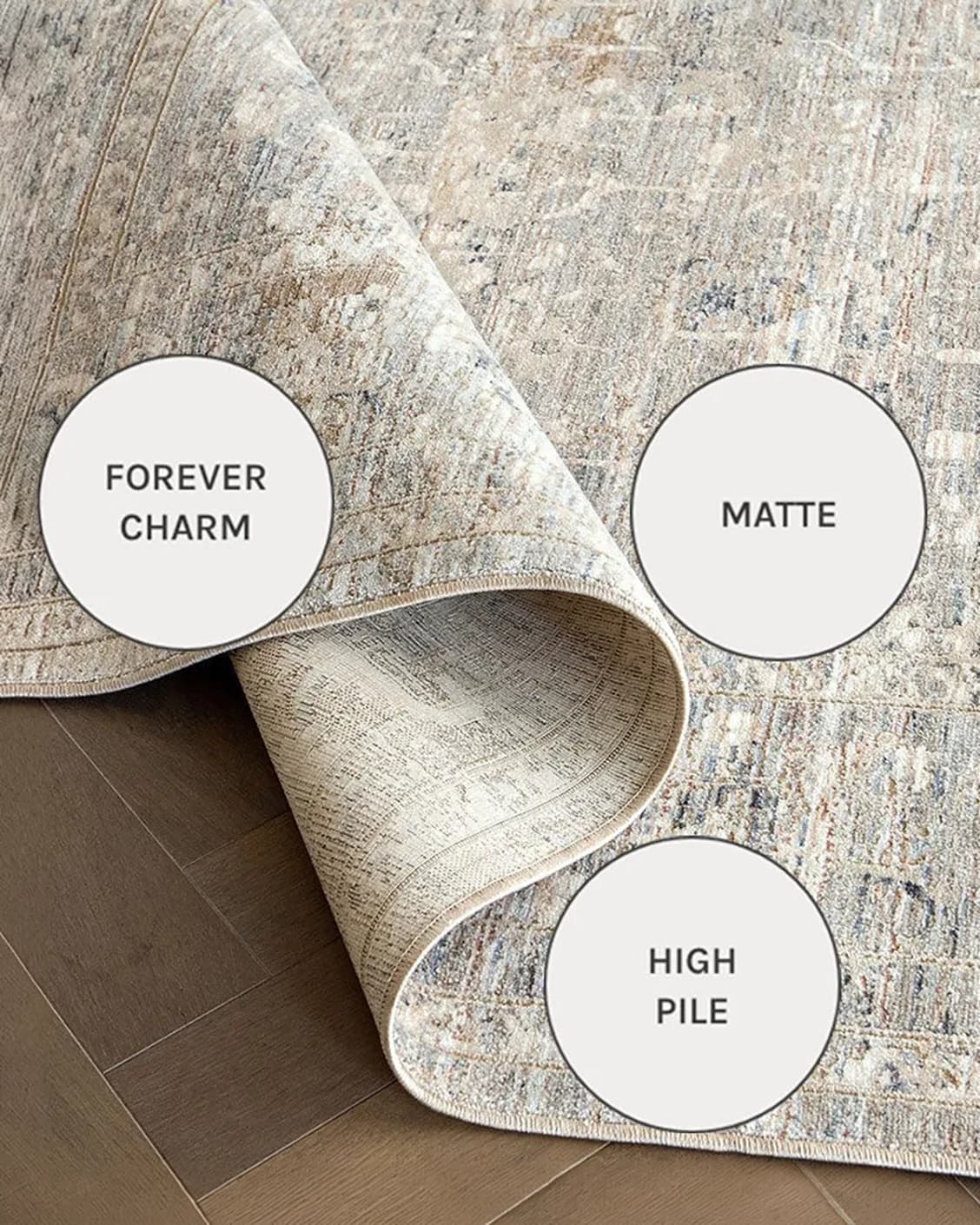 Hana Sandy carpets in sandy, beige and taupe, shown in a close-up as image 12