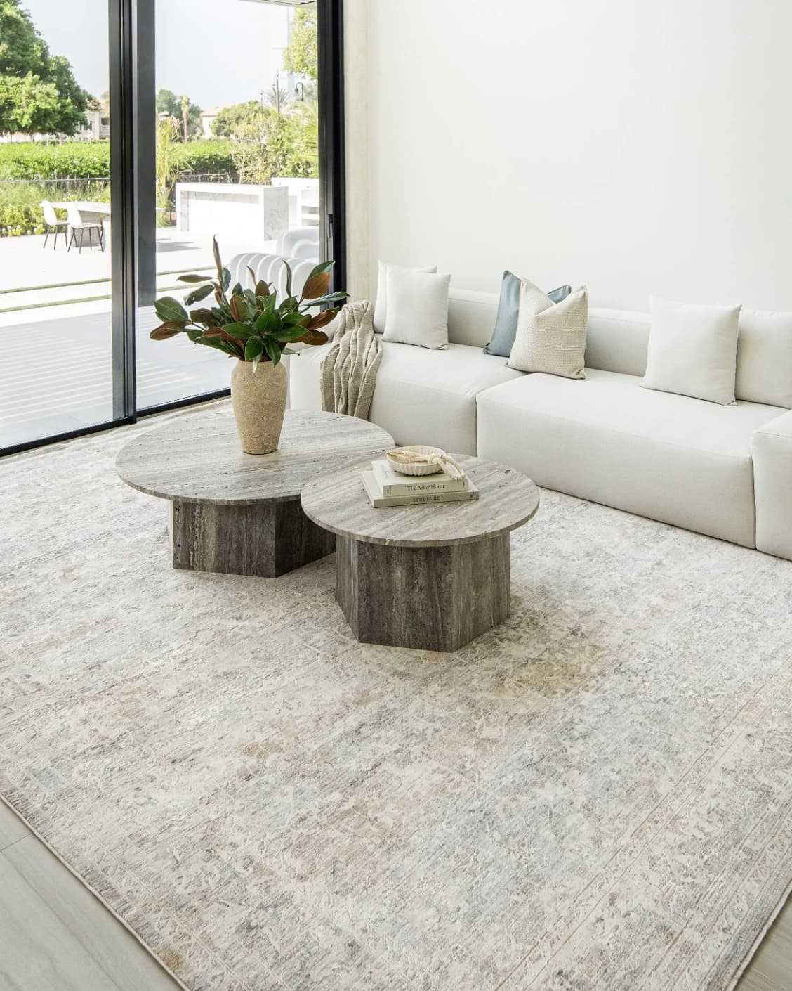 Hana Sandy carpet in beige and taupe, shown in a lifestyle front view as image 4