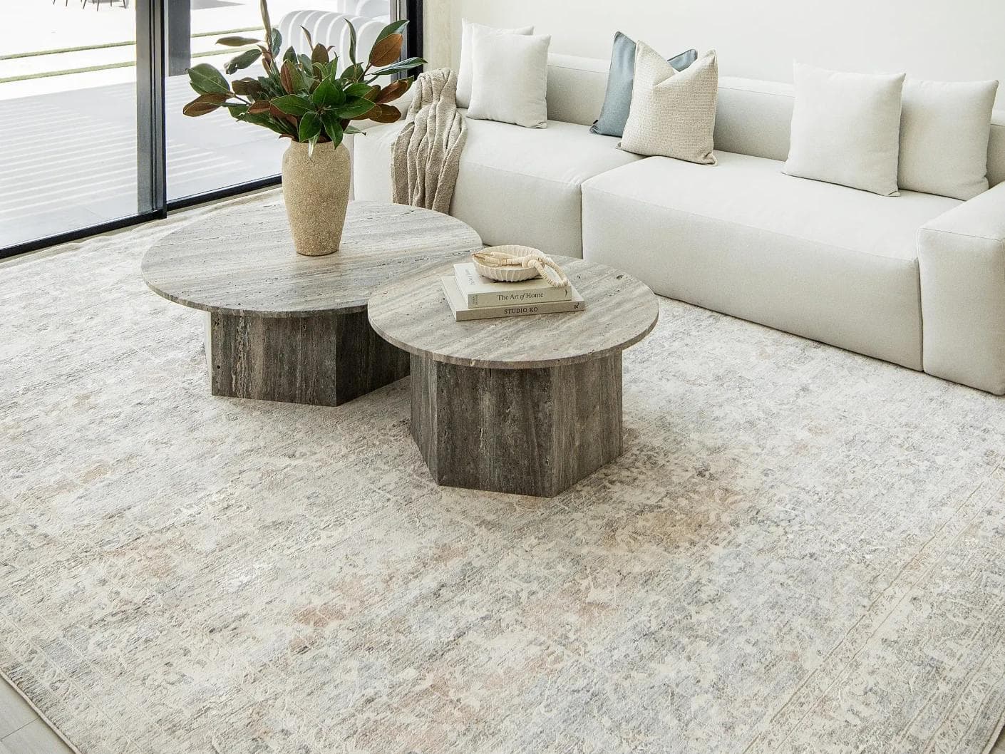 Hana Sandy carpet in beige and taupe, shown in a lifestyle front view as image 4