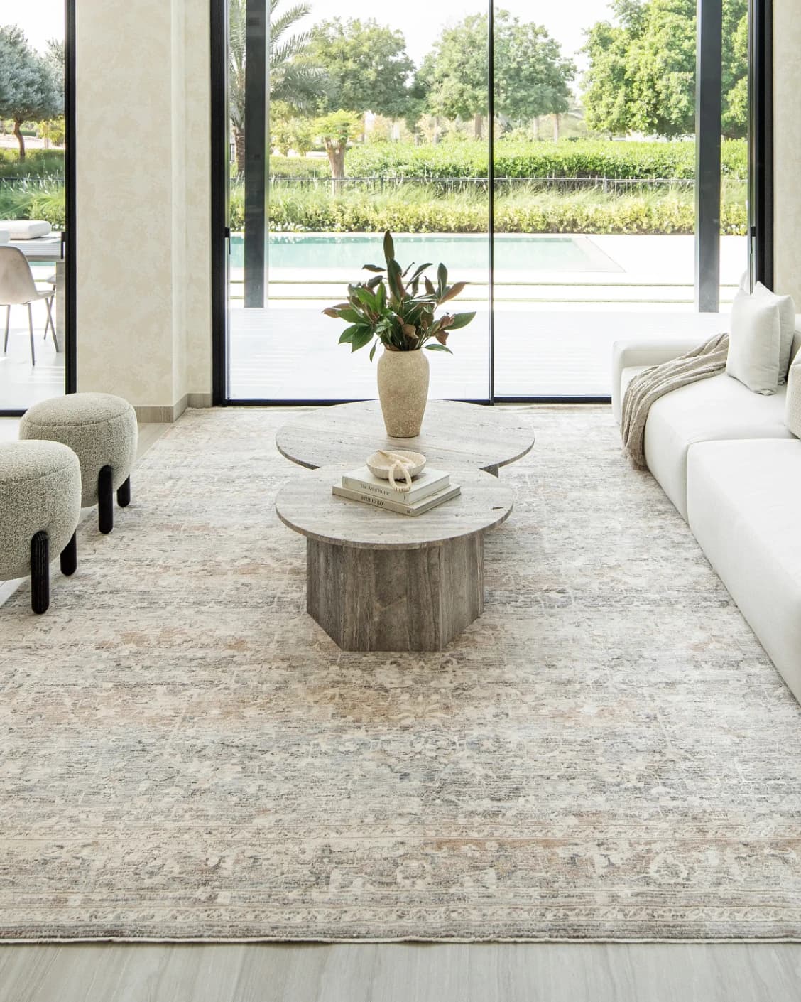 Hana Sandy carpet in beige and taupe, shown in a lifestyle front view as image 5