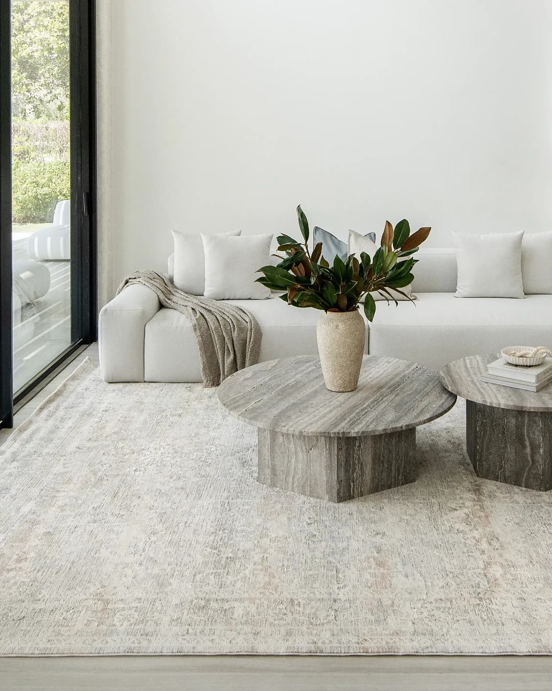 Hana Sandy carpet in beige and taupe, shown in a lifestyle front view as image 6