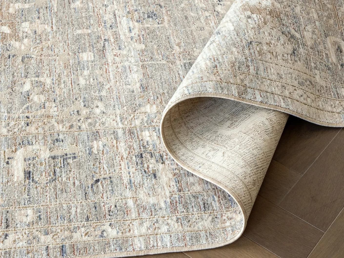 Hana Sandy Runners carpets in sandy, beige and taupe, shown in a product close-up view