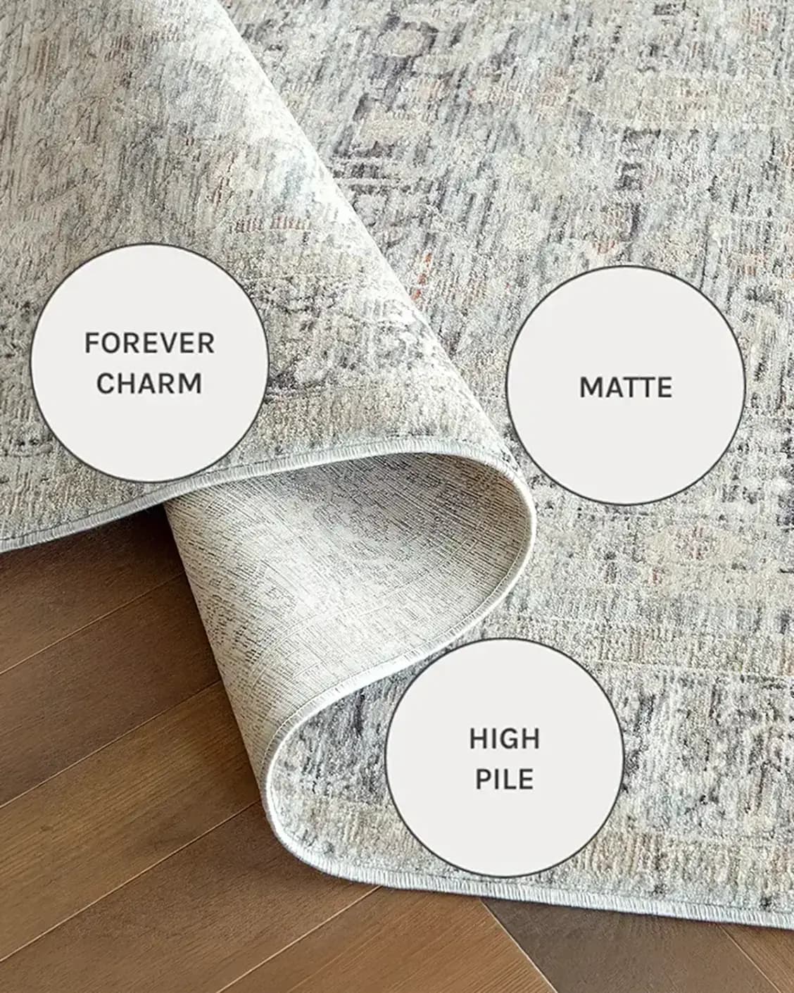 Hana Sky carpets in sky, blue and grey, shown in a close-up as image 13