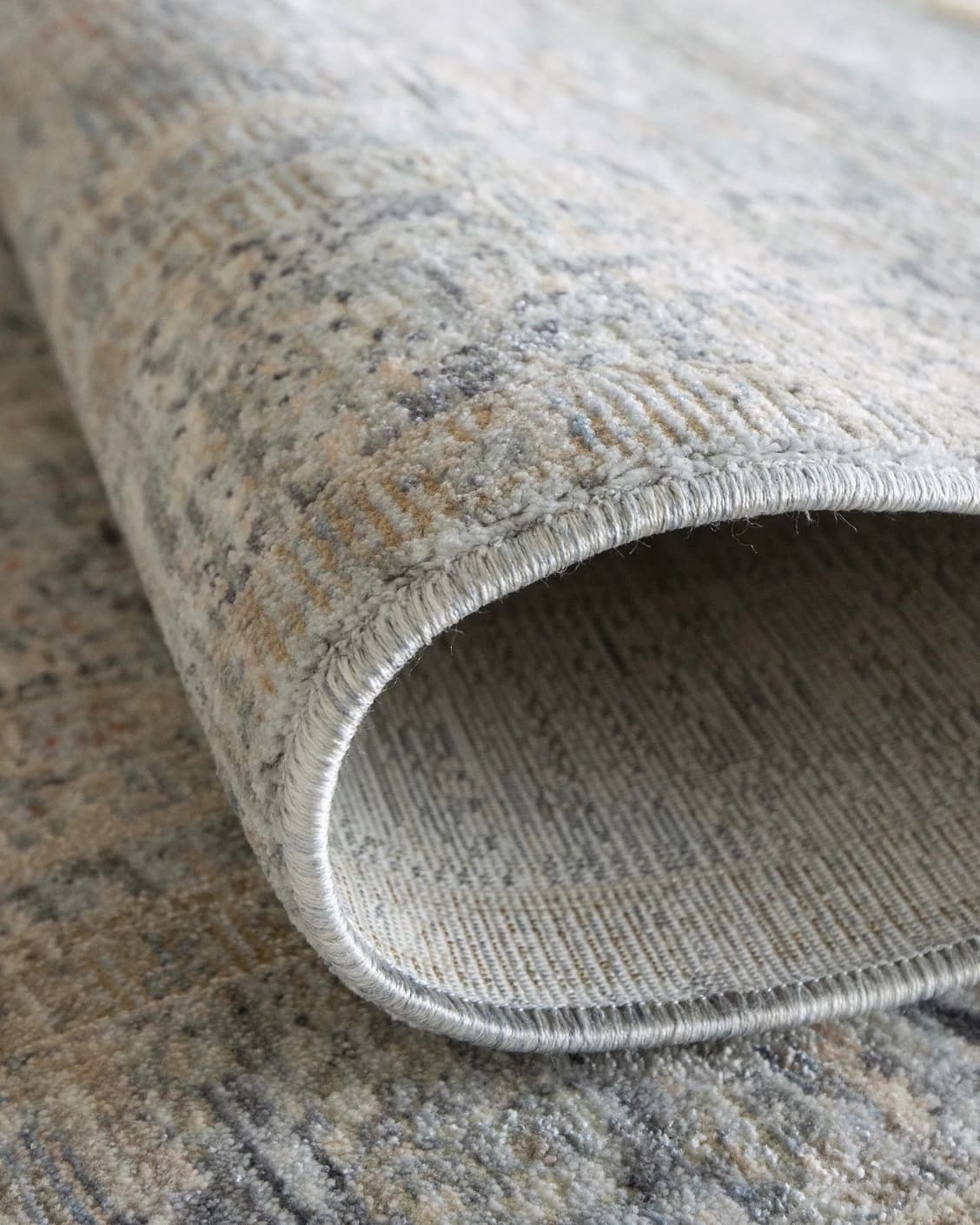 Hana Sky carpet in blue and grey, shown in a product close-up as image 9
