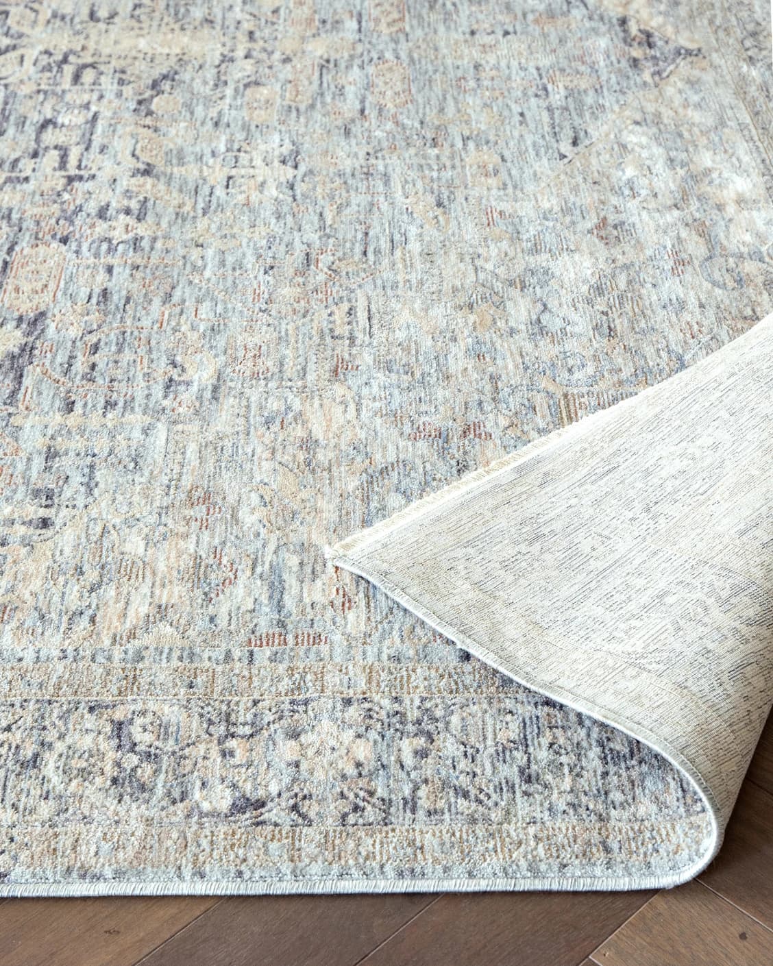 Hana Sky carpet in blue and grey, shown in a product close-up as image 10