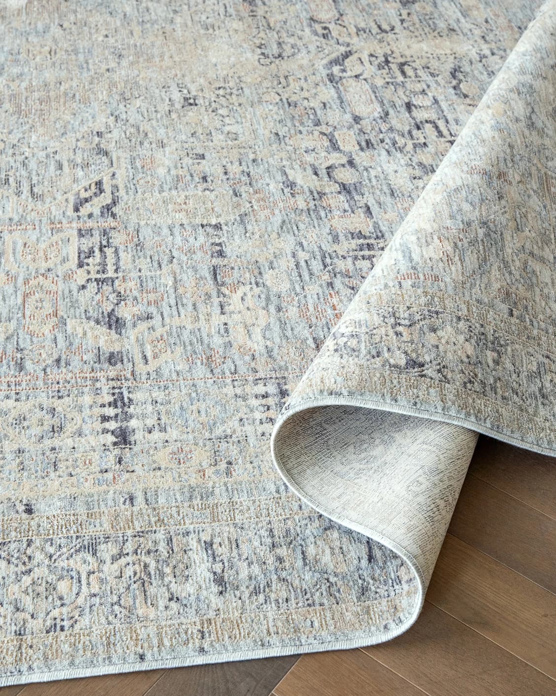 Hana Sky carpet in blue and grey, shown in a product close-up as image 11
