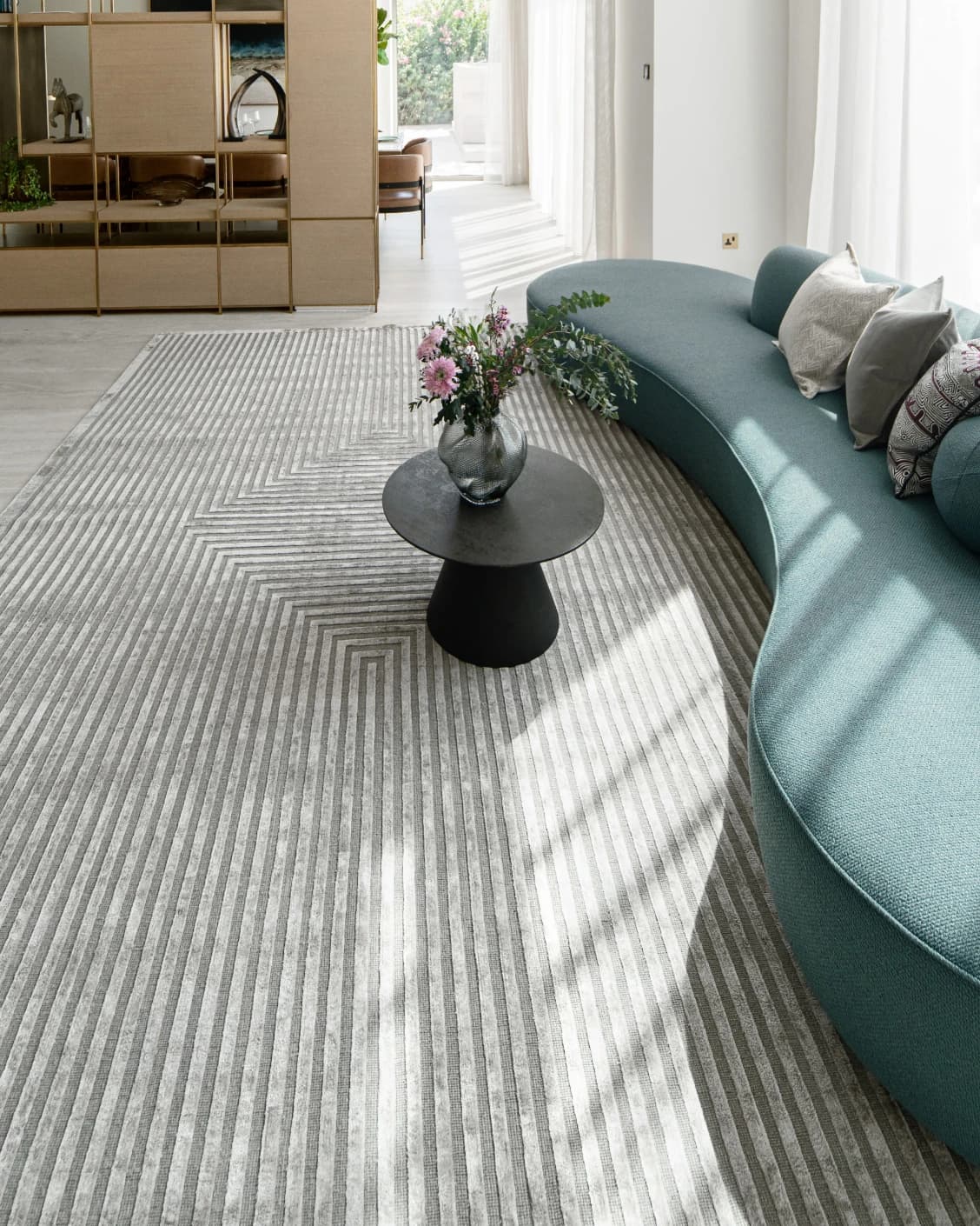 Harf Noon Ashton carpet in grey, shown in a lifestyle front view as image 5